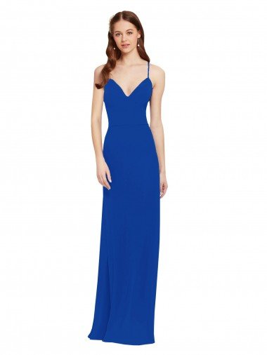 Shop Chiffon Bridesmaid Dress with Deep V-Neck and Spaghetti Straps London