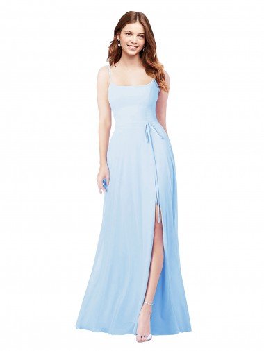 Shop Chiffon Bridesmaid Dress with Tie Sash and Side Slit London