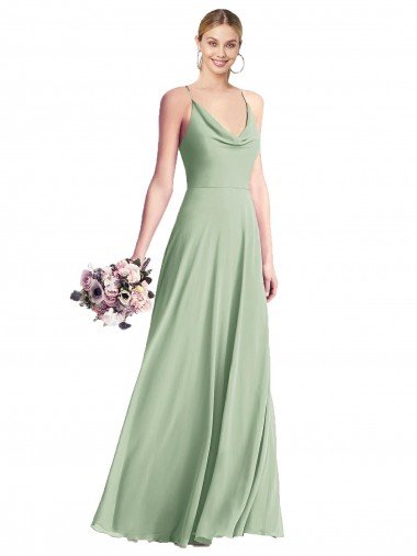 Shop Cowl Neck Criss Cross Back Chiffon Maxi Bridesmaid Dress London