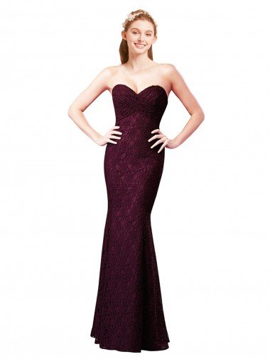 Shop Fitted Long Lace Bridesmaid Dress with Sweetheart Neckline London