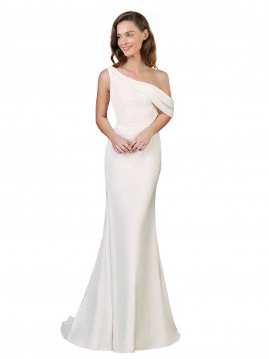 Shop One Shoulder Formal Crepe Bridesmaid Dress / Prom Dress with Draped Off the Shoulder Strap London