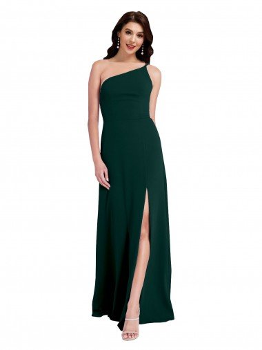 Shop A-Line Slim One Shoulder Formal Crepe Bridesmaid Dress / Prom Dress with Asymmetrical Straps and Side Slit London