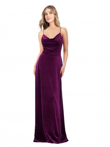 Shop Draped Neckline Spaghetti Straps Formal Velvet Bridesmaid Dress / Prom Dress London